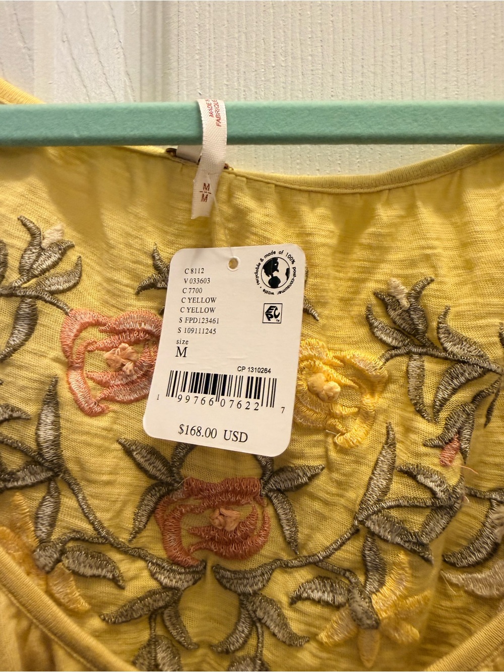 Free People Yellow Floral Embroidered Peasant Blouse - Picture 3 of 5